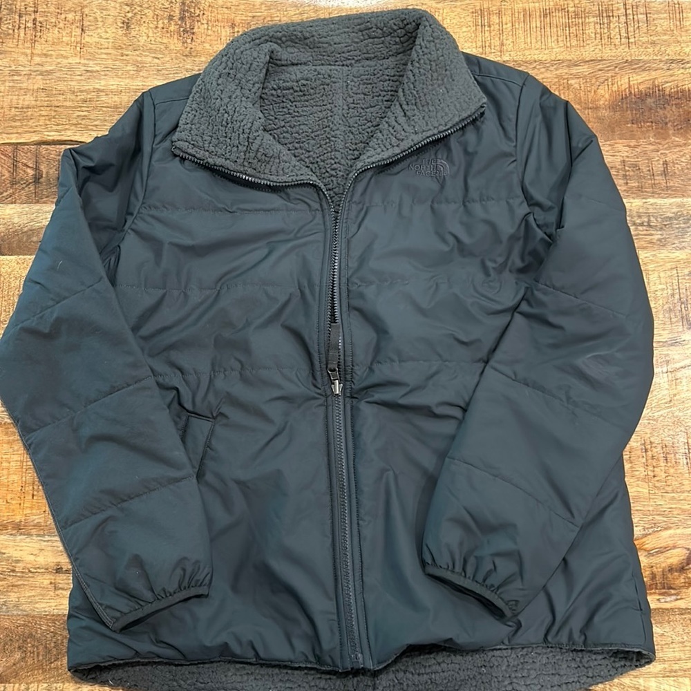 The North Face Mossbud Insulated Reversible Jacket Womens Large dark grey Full